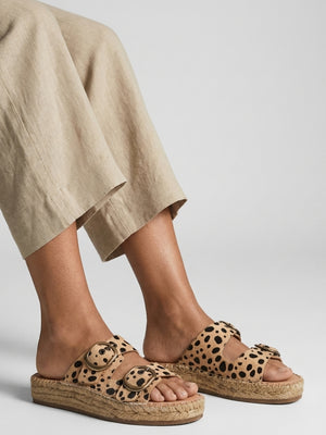 Jander Cheetah Pony Hair Flatform Espadrille Mules