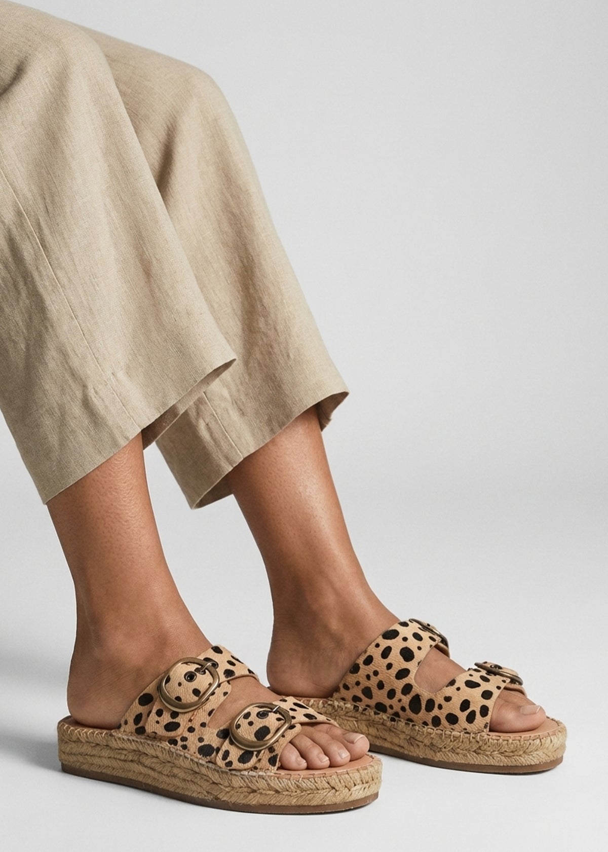 Jander Cheetah Pony Hair Flatform Espadrille Mules