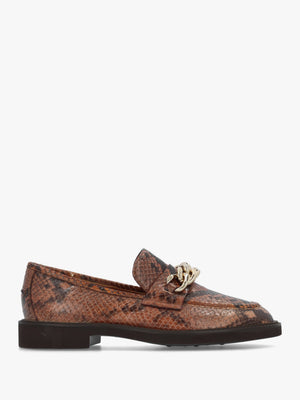 Tan Leather Reptile Loafers