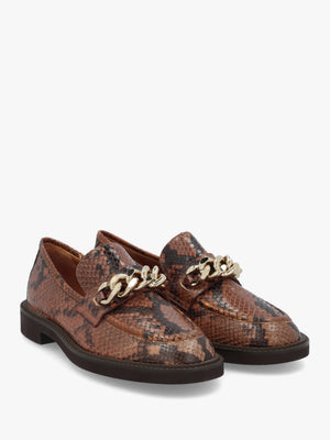 Tan Leather Reptile Loafers
