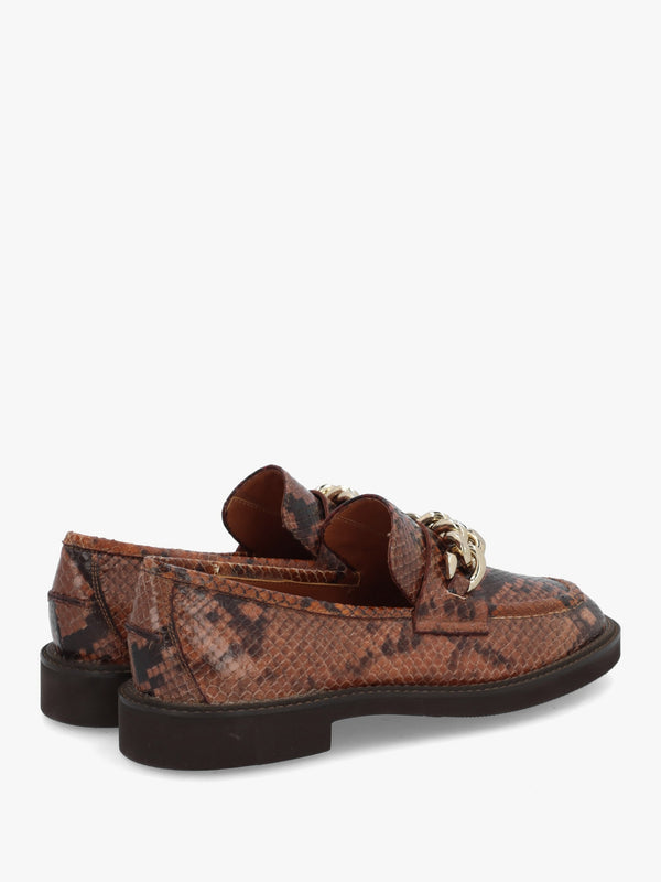 Tan Leather Reptile Loafers