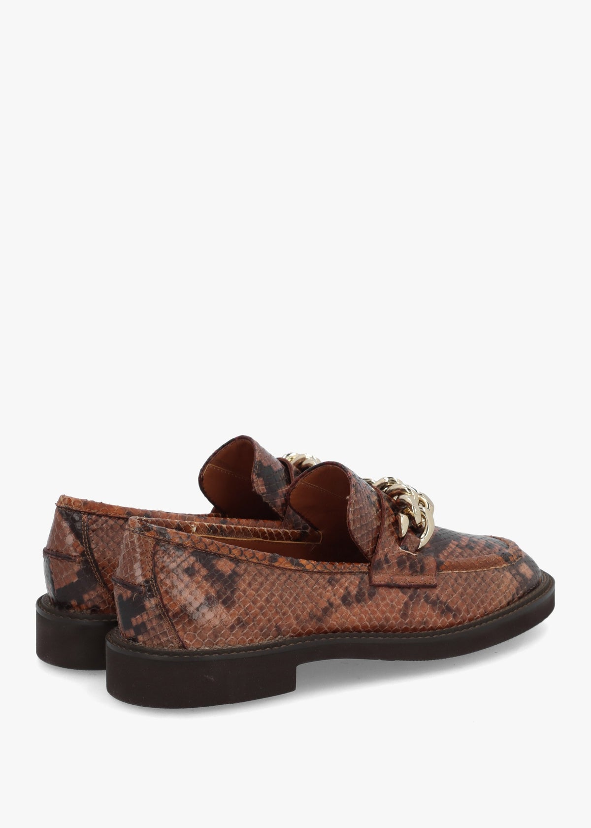 Tan Leather Reptile Loafers
