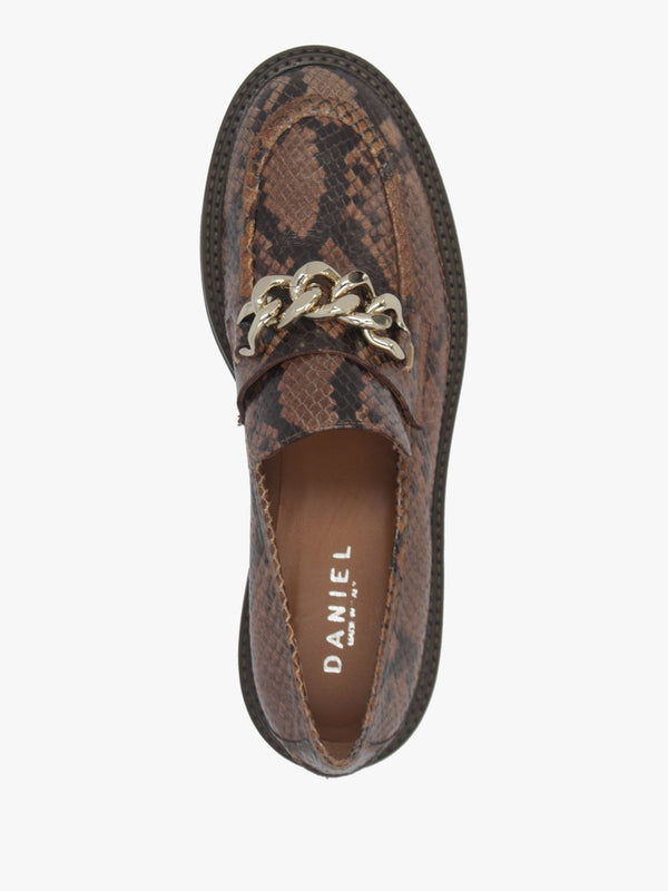 Tan Leather Reptile Loafers