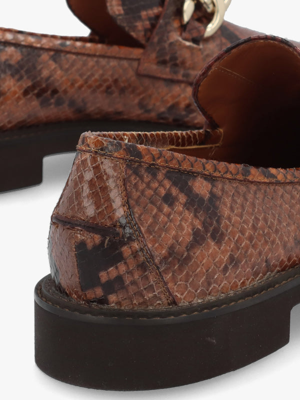 Tan Leather Reptile Loafers