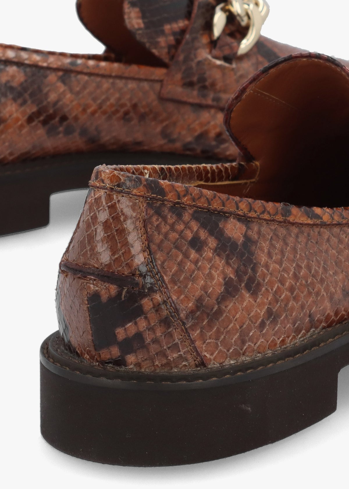 Tan Leather Reptile Loafers