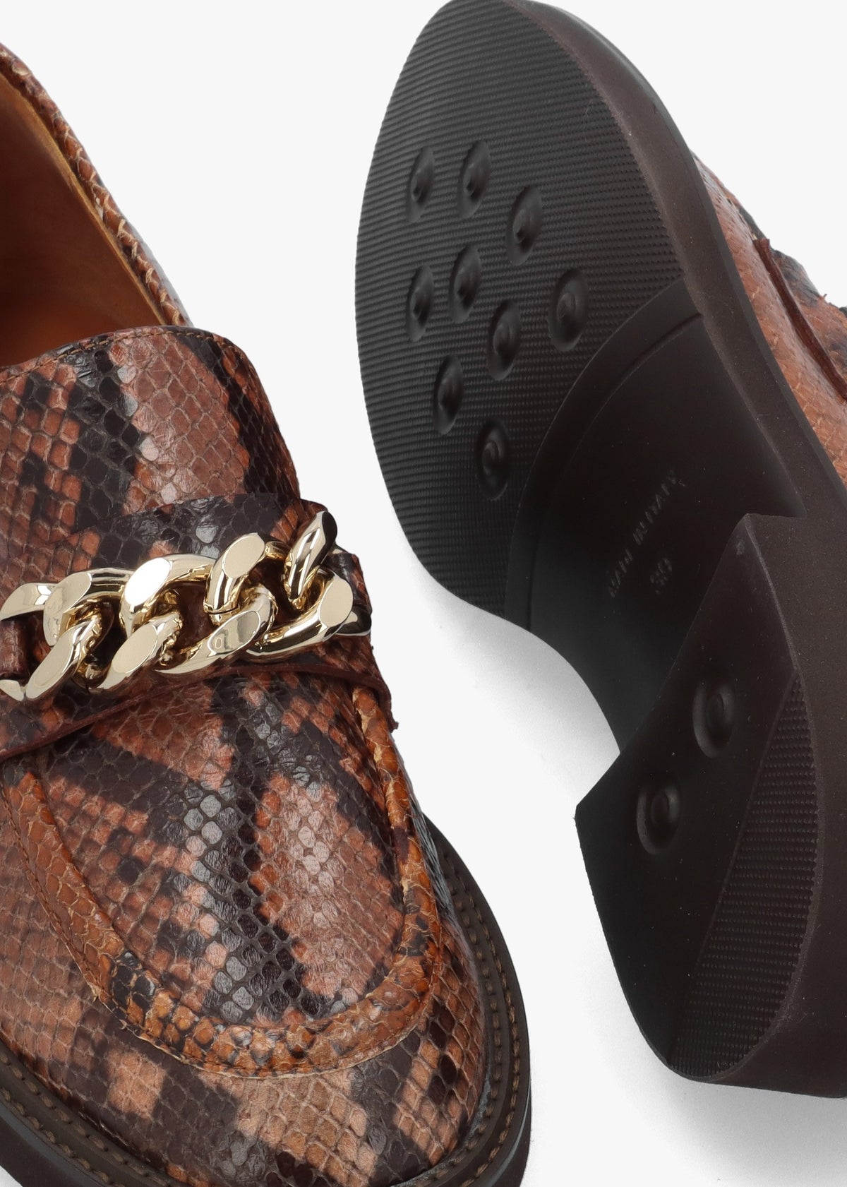 Tan Leather Reptile Loafers