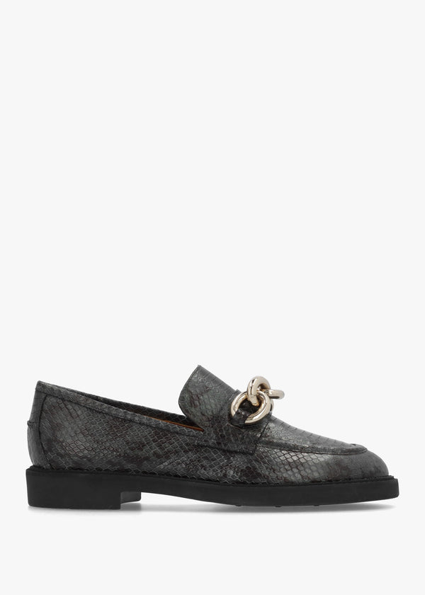 Green Leather Reptile Loafers