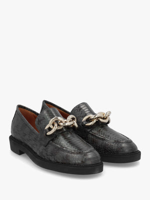 Green Leather Reptile Loafers