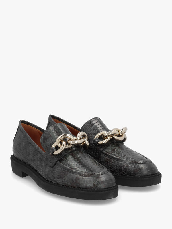 Green Leather Reptile Loafers