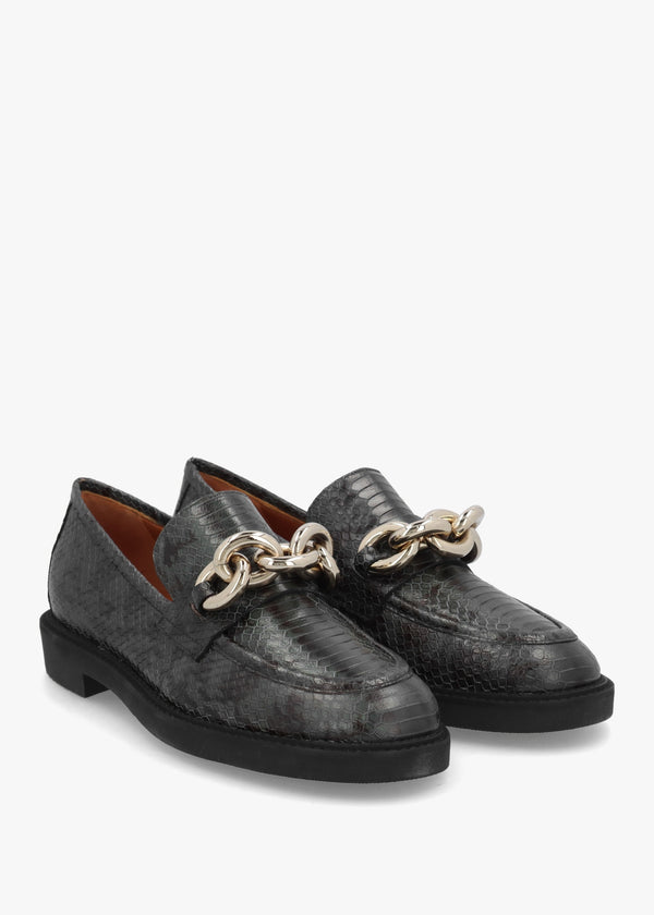 Green Leather Reptile Loafers