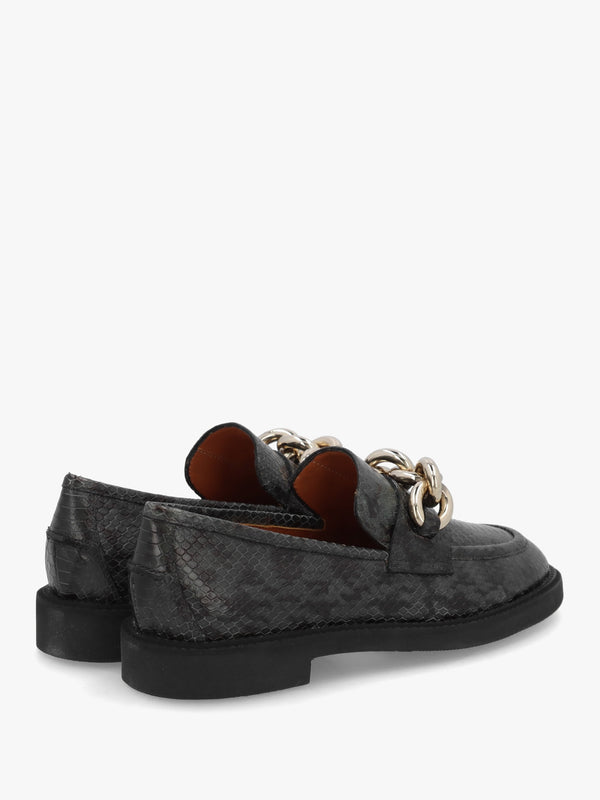 Green Leather Reptile Loafers