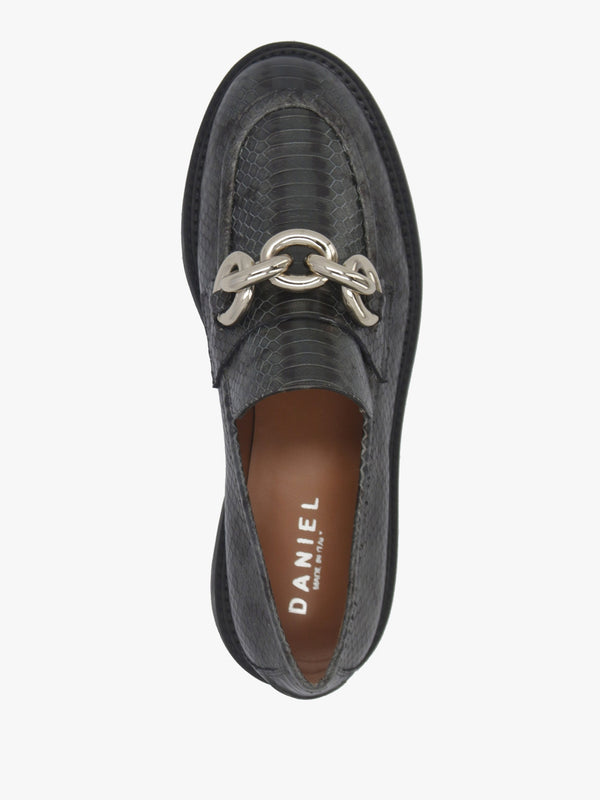 Green Leather Reptile Loafers