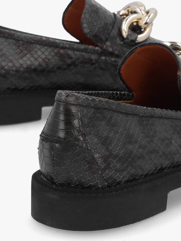Green Leather Reptile Loafers