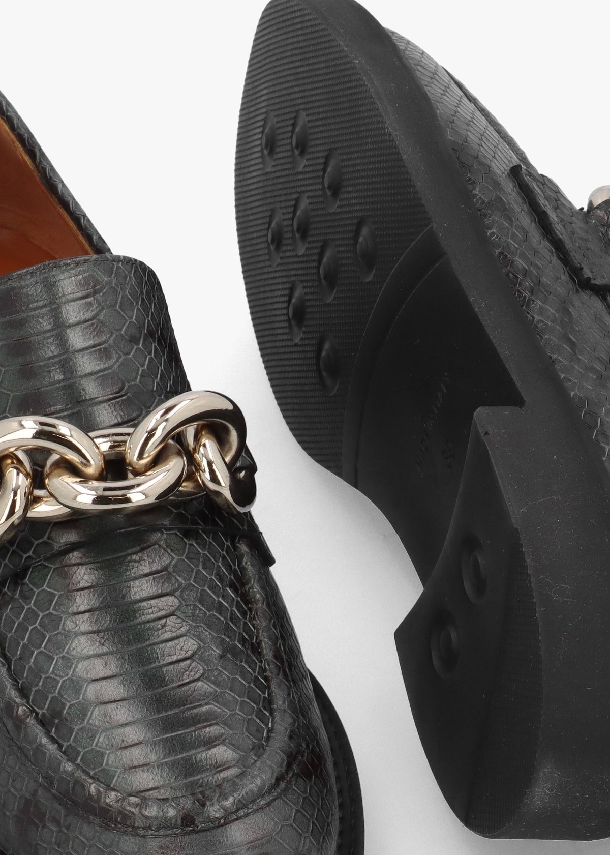 Green Leather Reptile Loafers