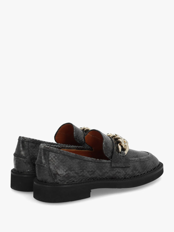 Green Leather Reptile Loafers