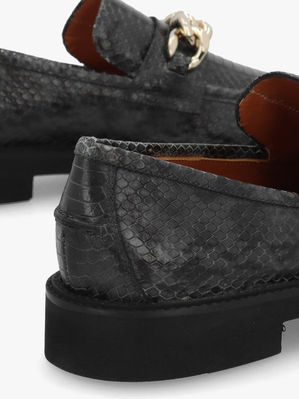Green Leather Reptile Loafers