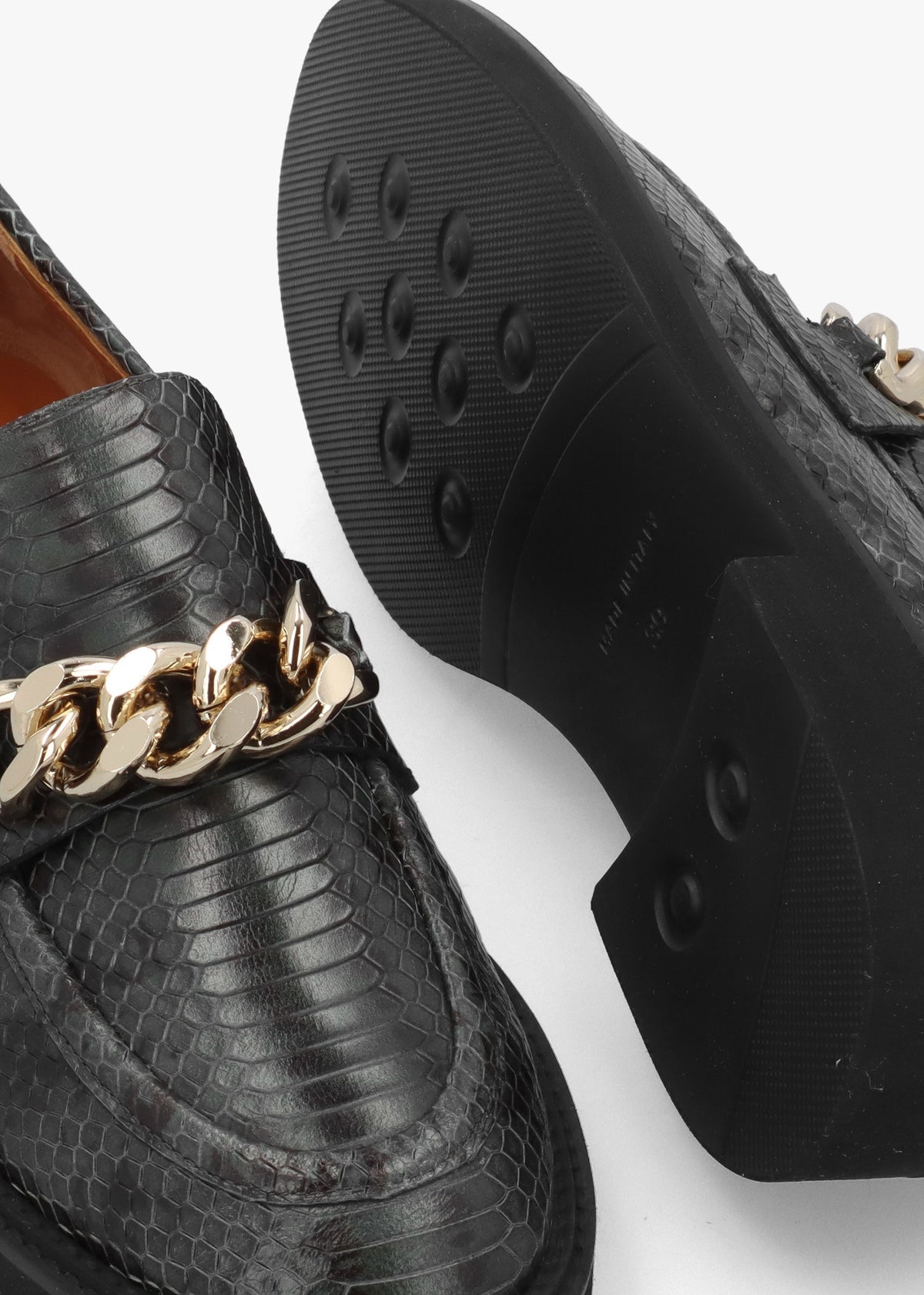 Green Leather Reptile Loafers