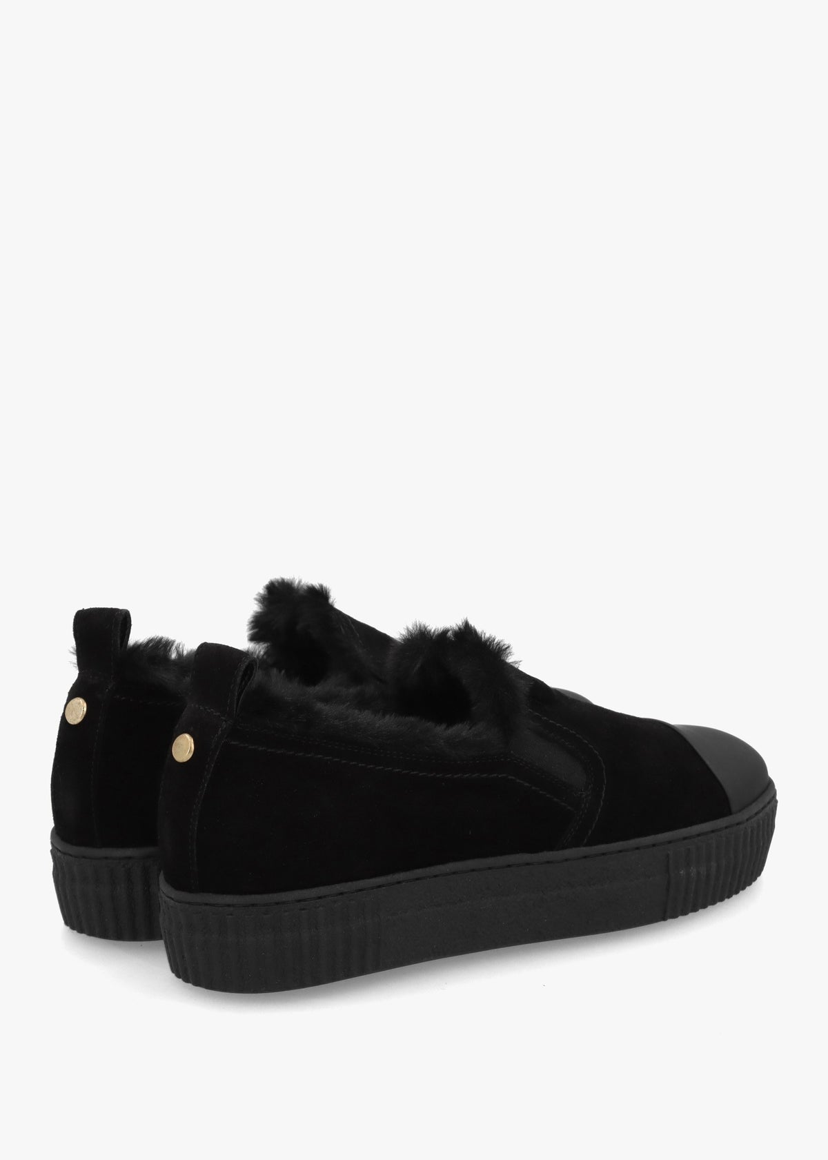 Black Suede Faux Fur Lined Pumps