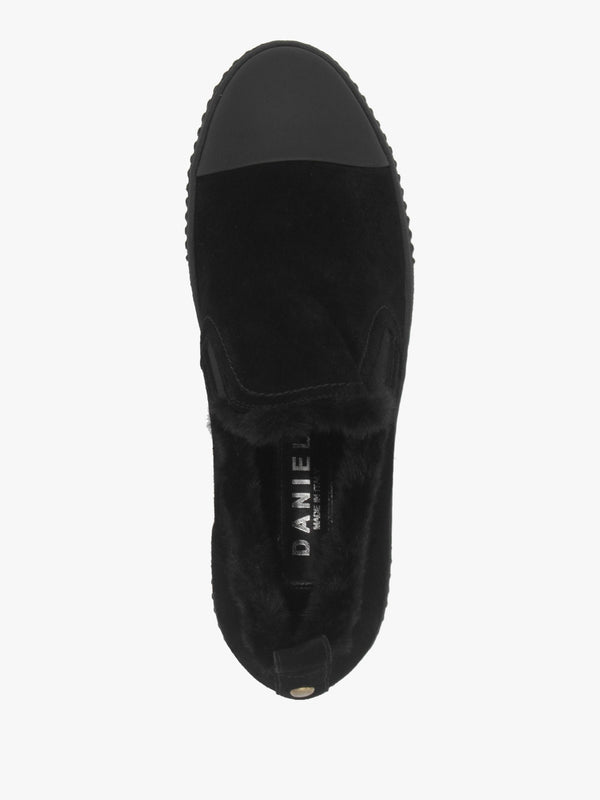 Black Suede Faux Fur Lined Pumps