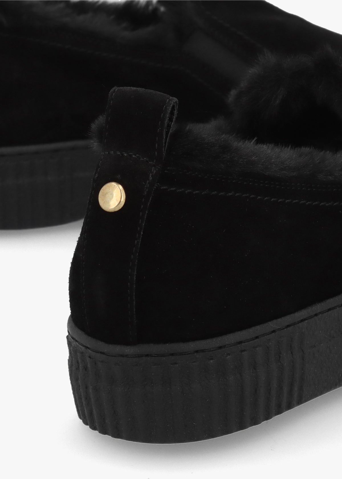 Black Suede Faux Fur Lined Pumps