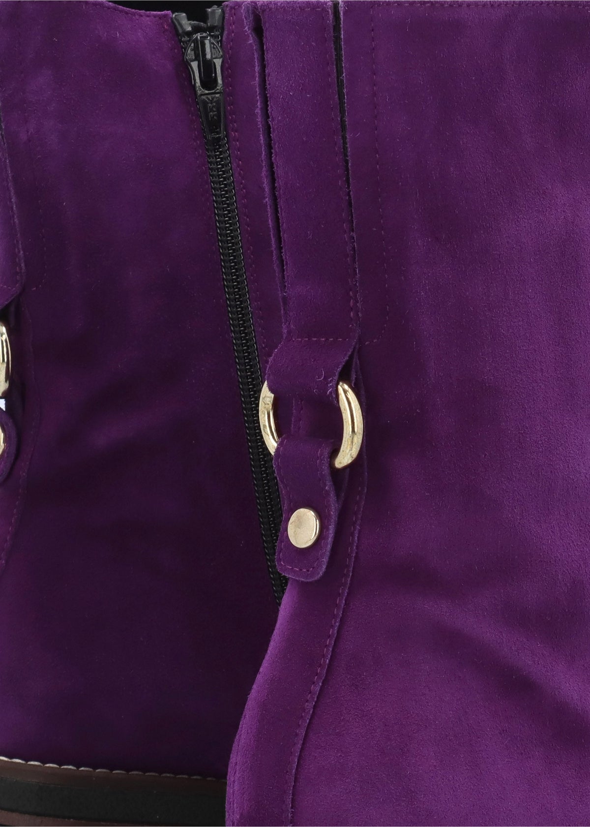 Purple Suede Block Heel Calf Boots