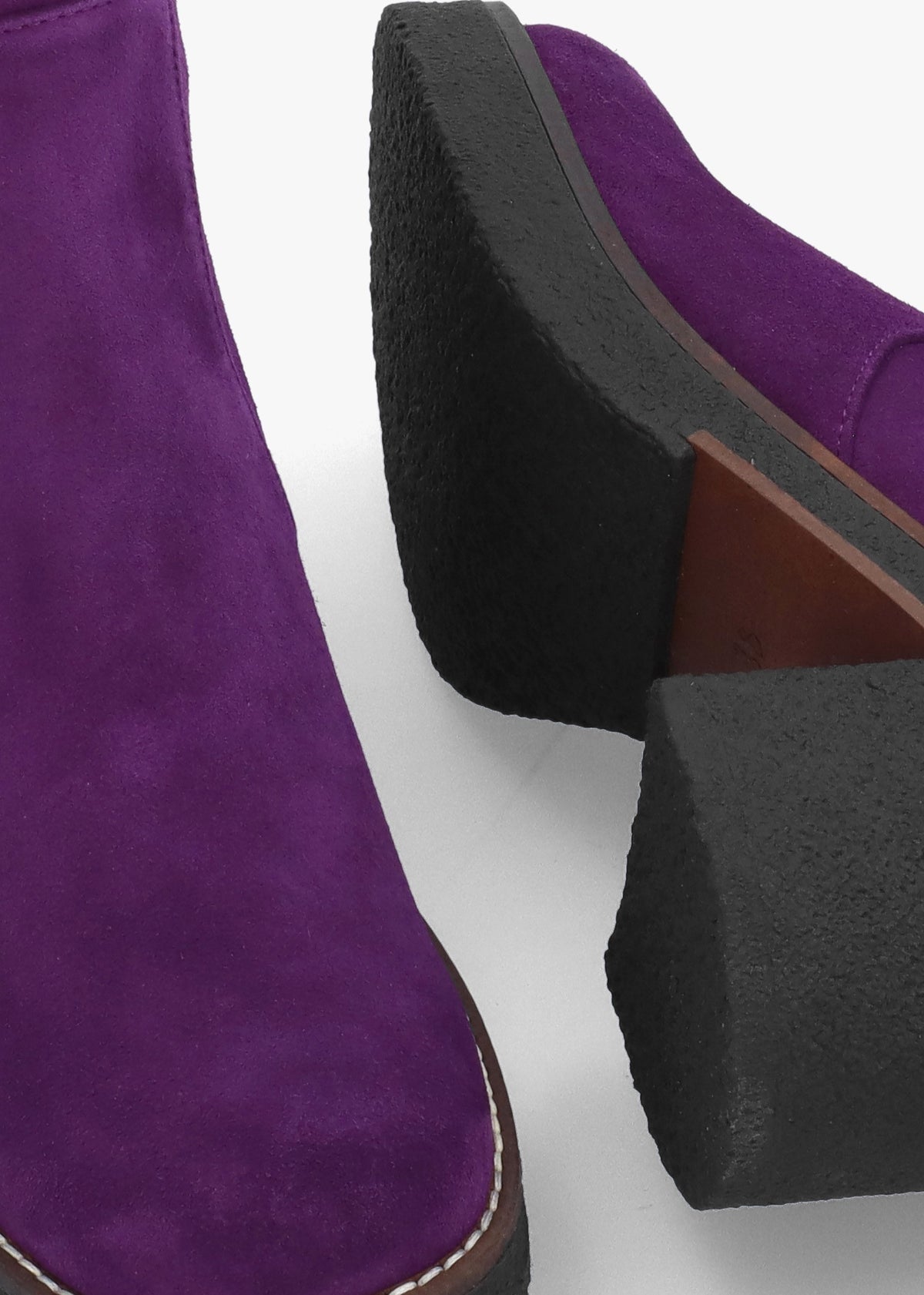 Purple Suede Block Heel Calf Boots