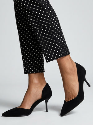 Emma D’Orsay Black Suede Mid Heel Court Shoes