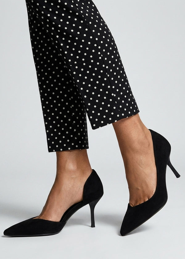Emma D’Orsay Black Suede Mid Heel Court Shoes