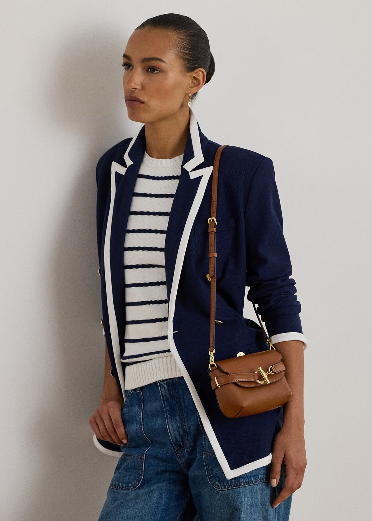 Small Blaike Lauren Tan Leather Cross-Body Bag