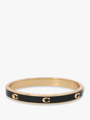 6Mm Signature Enamel Black Gold Hinge Bangle