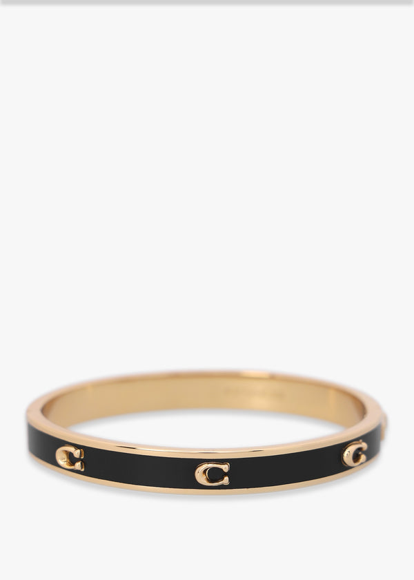 6Mm Signature Enamel Black Gold Hinge Bangle