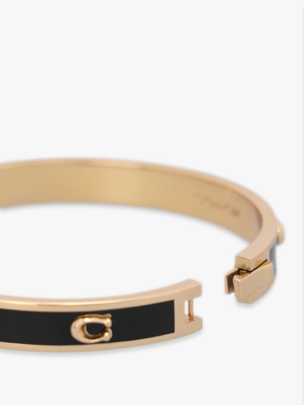6Mm Signature Enamel Black Gold Hinge Bangle