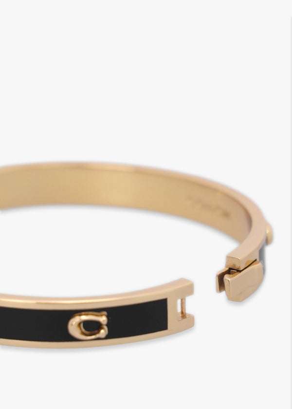 6Mm Signature Enamel Black Gold Hinge Bangle