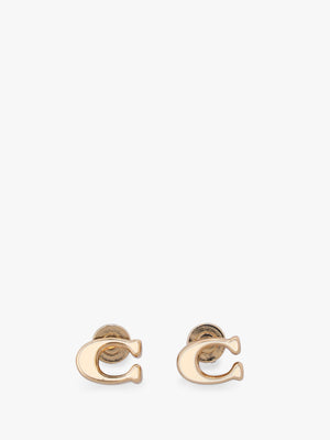 Enamel C Gold Stud Earrings