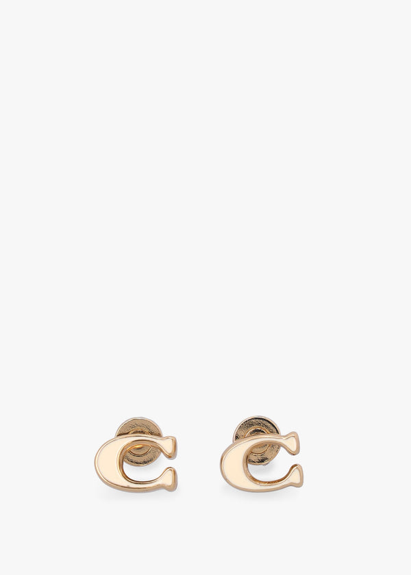 Enamel C Gold Stud Earrings