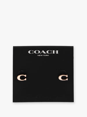 Enamel C Gold Stud Earrings