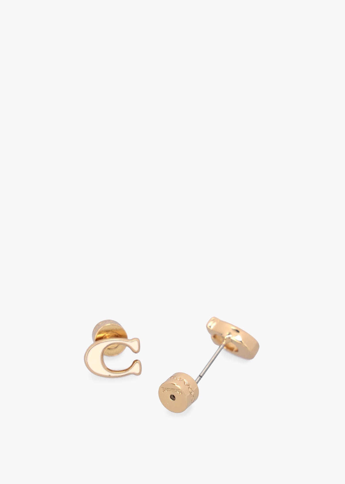 Enamel C Gold Stud Earrings