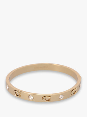 Gold Logo Crystal Hinged Bangle