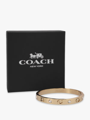 Gold Logo Crystal Hinged Bangle