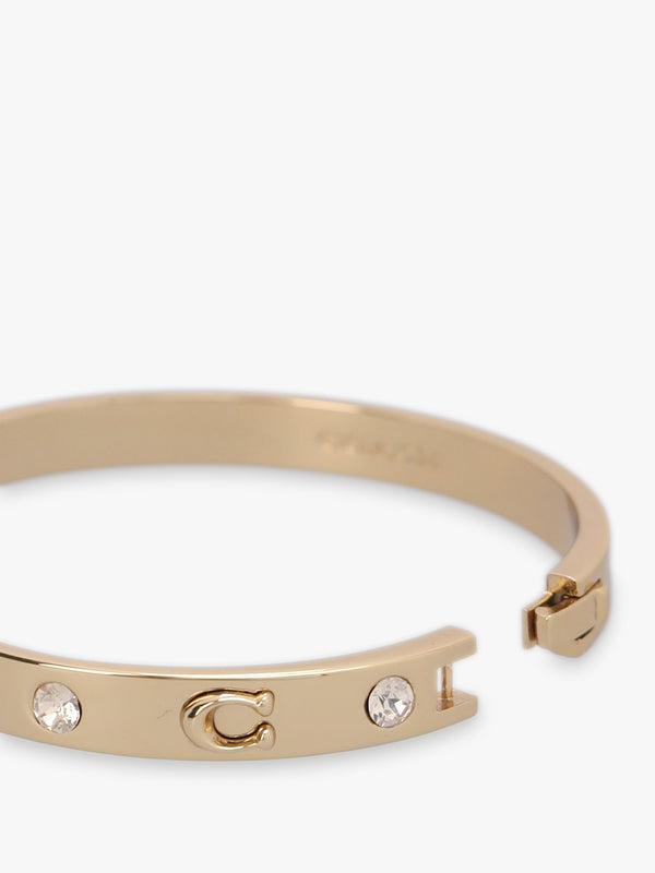 Gold Logo Crystal Hinged Bangle