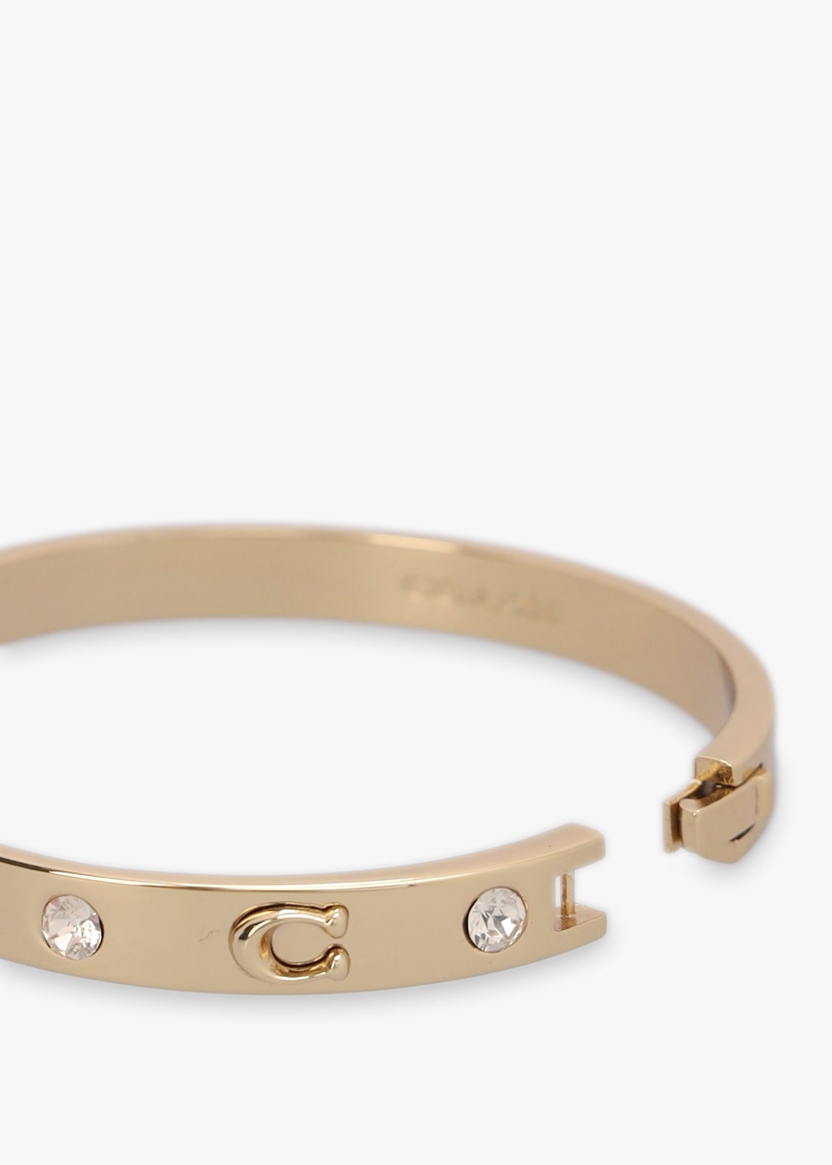 Gold Logo Crystal Hinged Bangle