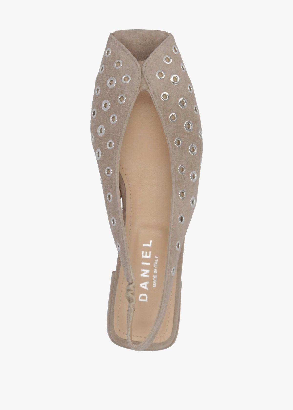 Nixi Beige Suede Eyelet Square Toe Sling Backs