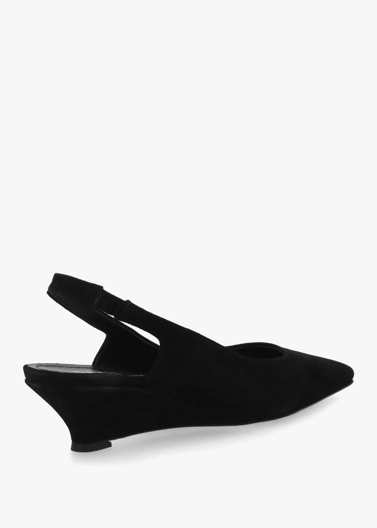 Nerys Black Suede Low Wedge Sling Backs