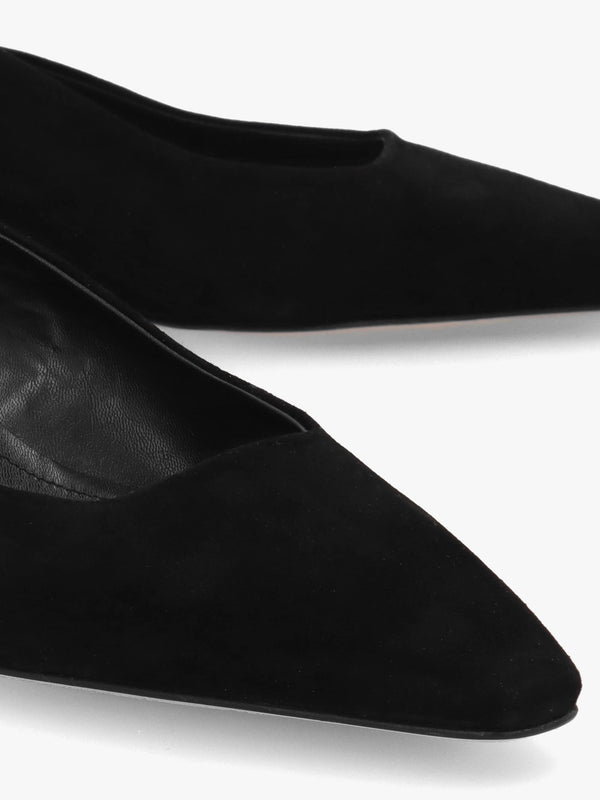 Nerys Black Suede Low Wedge Sling Backs