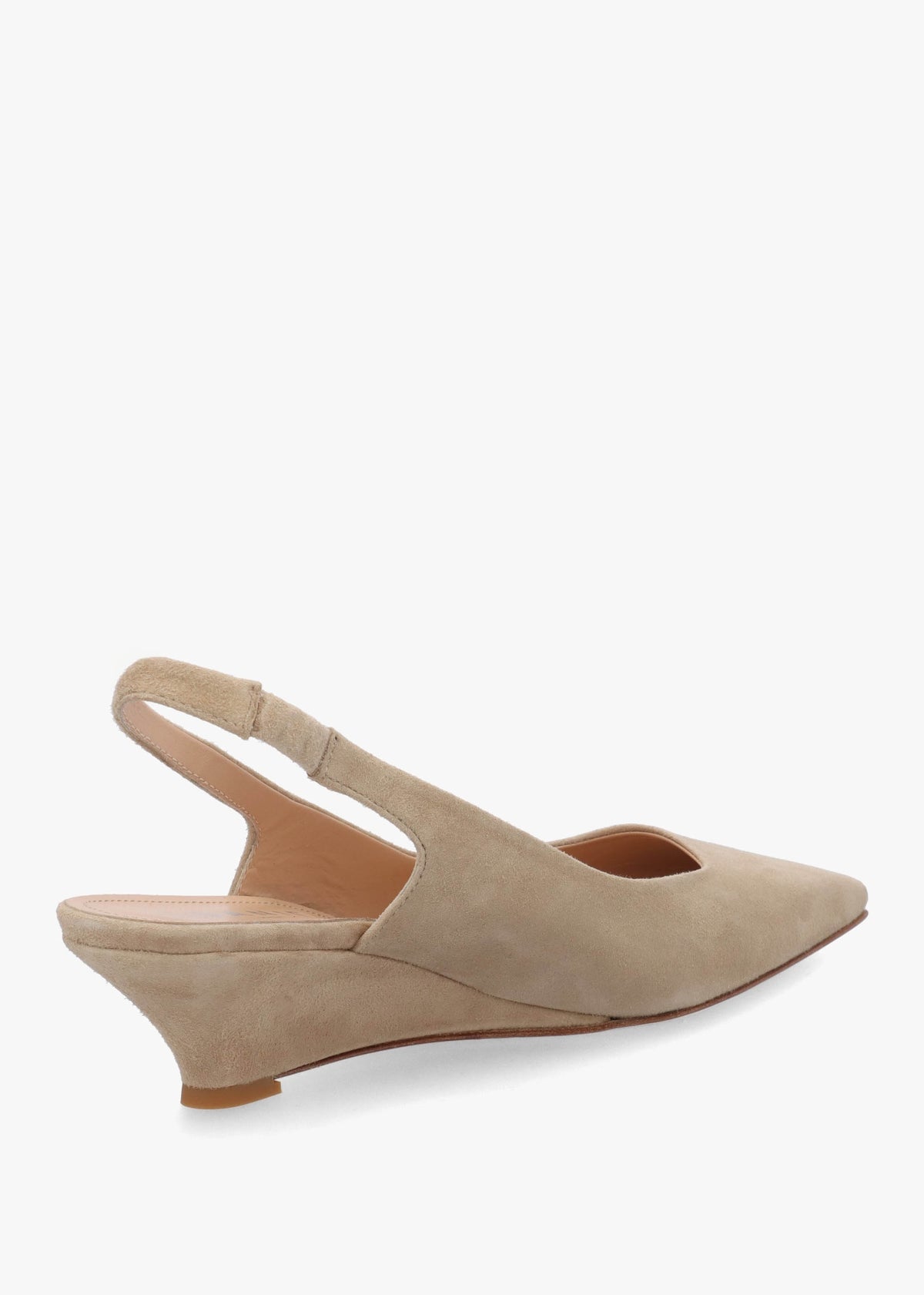 Nerys Beige Suede Low Wedge Sling Backs