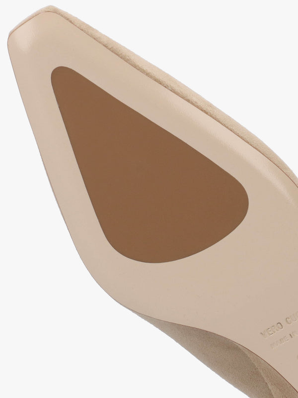 Nerys Beige Suede Low Wedge Sling Backs