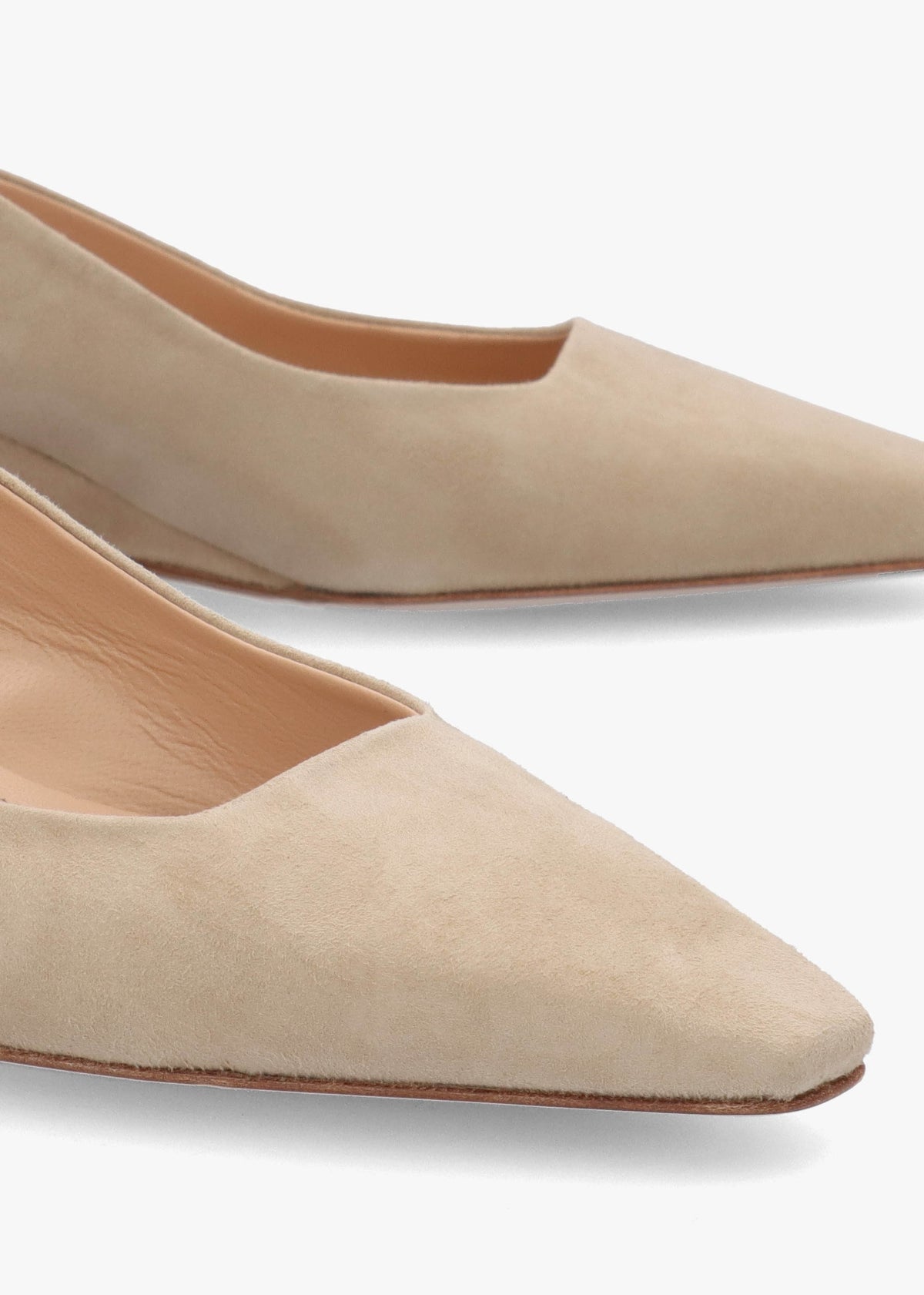 Nerys Beige Suede Low Wedge Sling Backs
