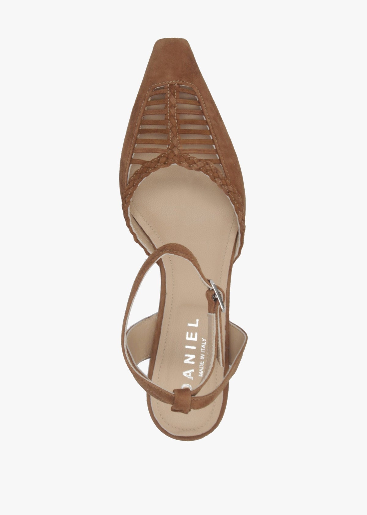 Nelia Tan Suede Plaited Cage Kitten Heel Ankle Strap Court Shoes