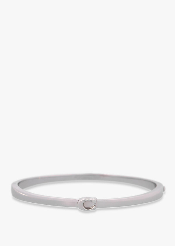 Single C Logo Silver Hinge Bangle