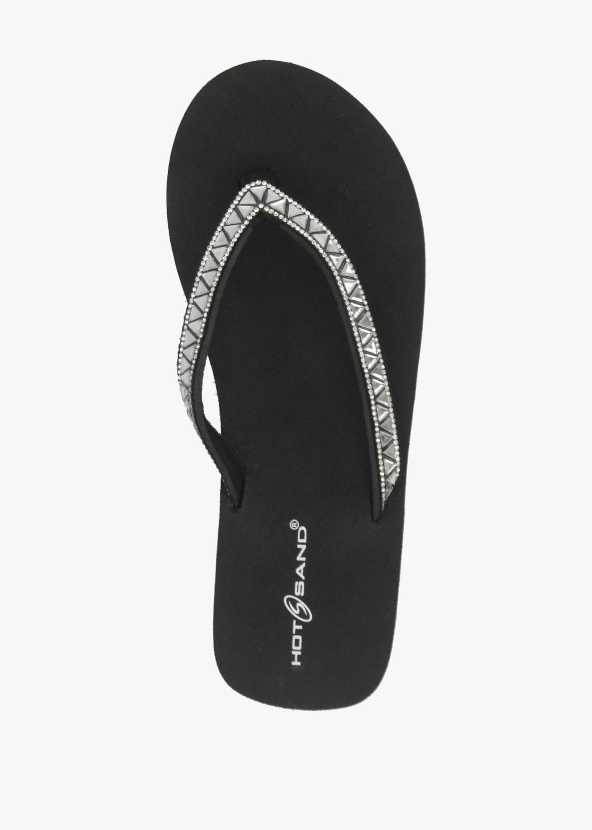 Black Embellished Toe Post Wedge Flip Flops